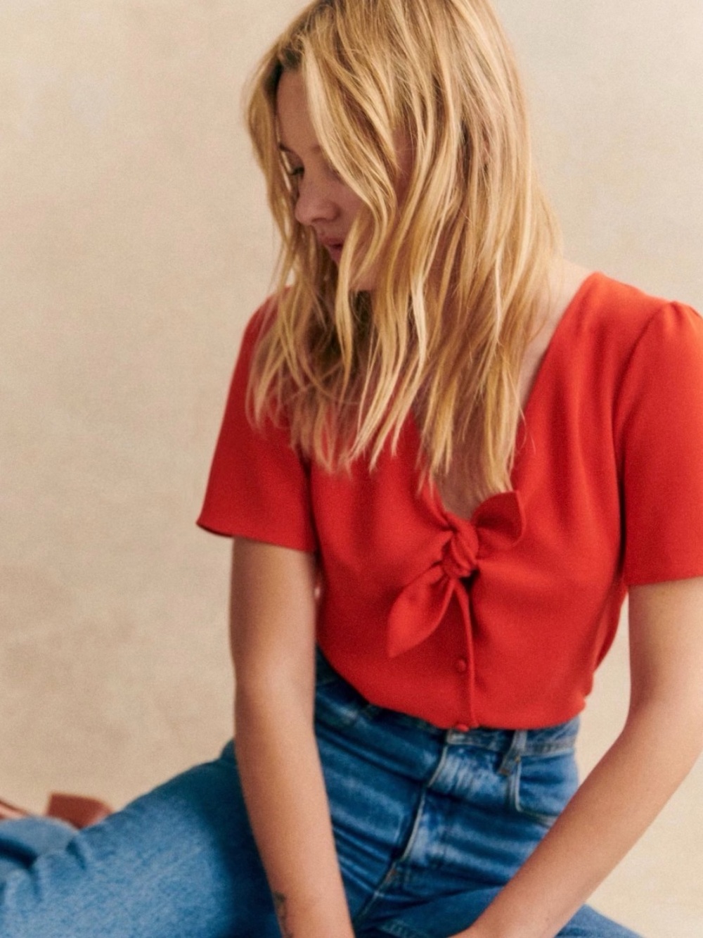Sezane Eloine Blouse Red - Size 6